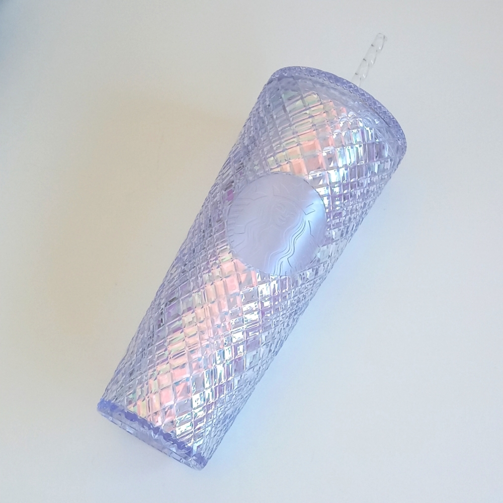 2022 Spring Starbucks Iridescent Unicorn Grid Venti 24oz Tumbler w Lid & Straw